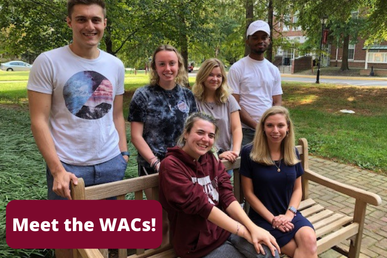 students on campus with text "Meet the WACs!"