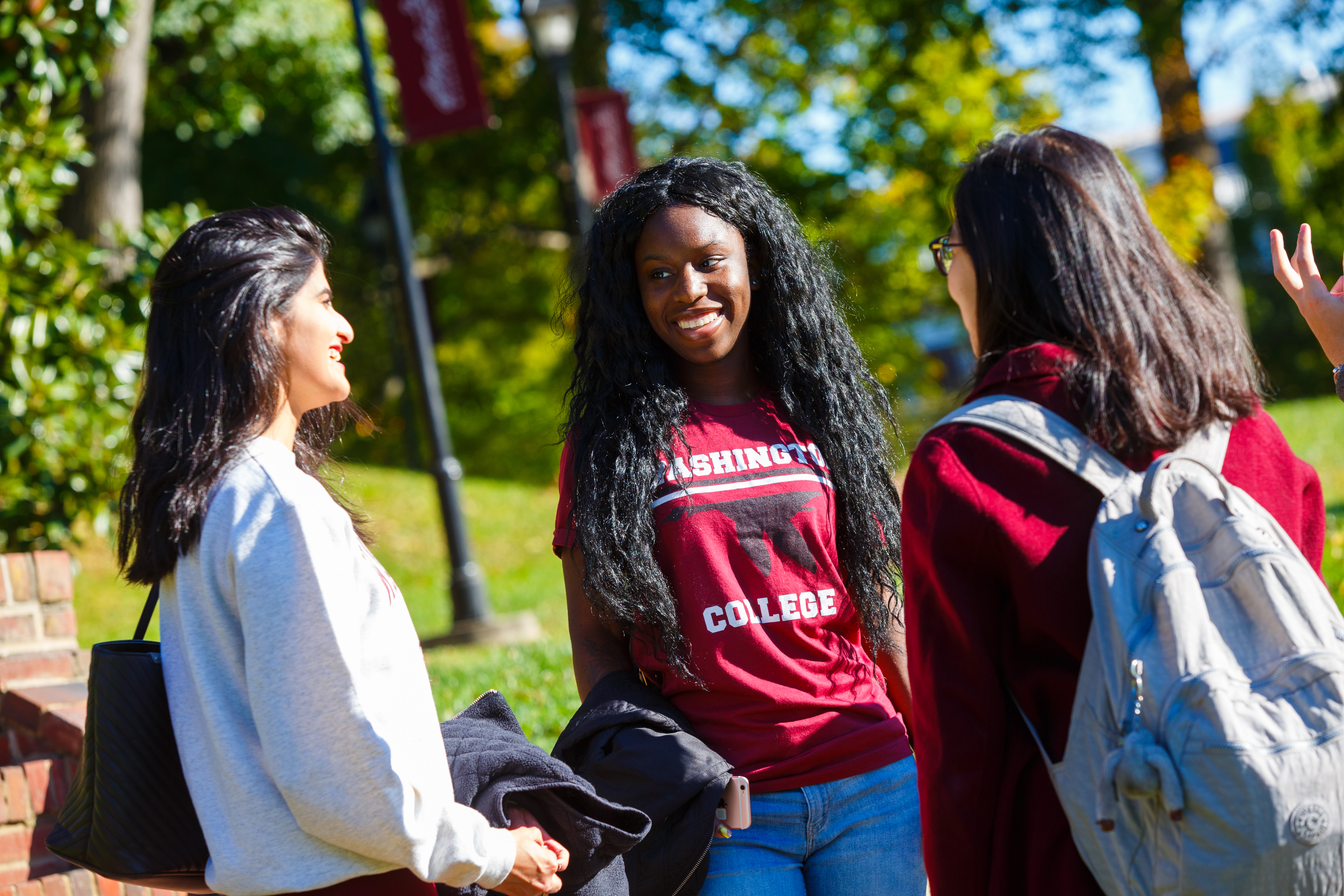 Students talking on Washington College campus