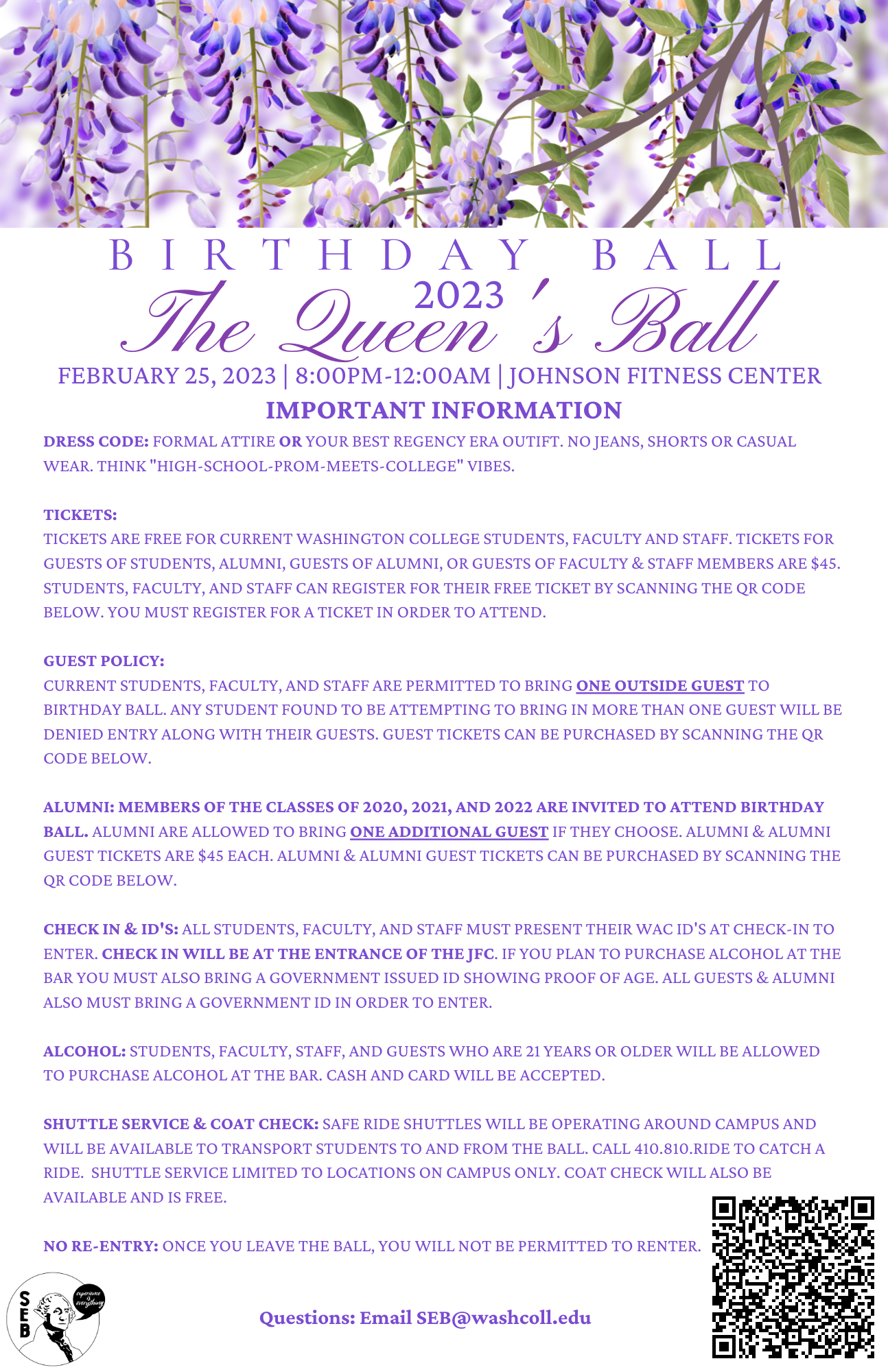 Birthday Ball information flyer