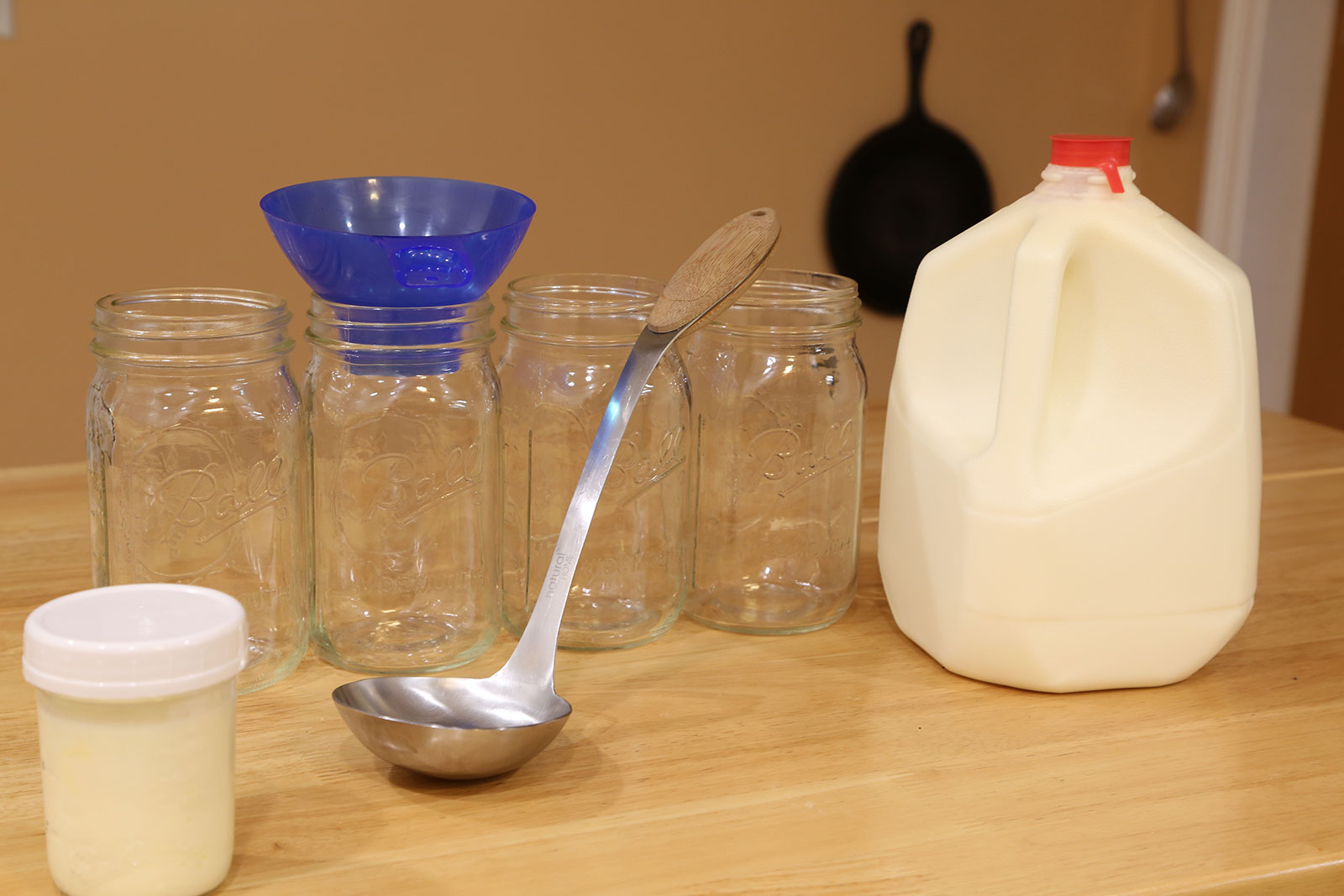 The basic supplies needed to make yogurt.