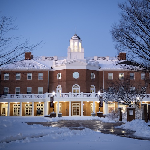 Casey Academic Center in the snow