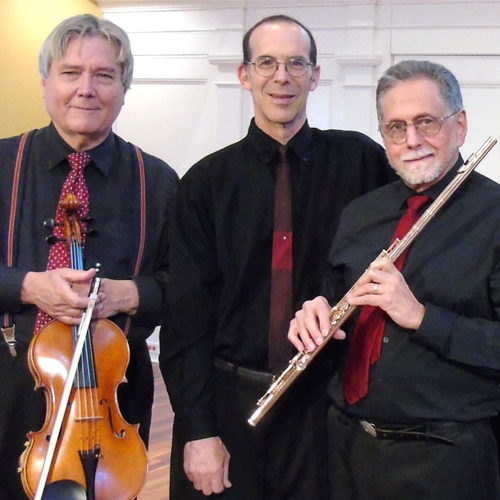 Image of Ensemble Aubade. Peter H. Bloom, flute; Francis Grimes, viola; and Steven Sussman, piano.