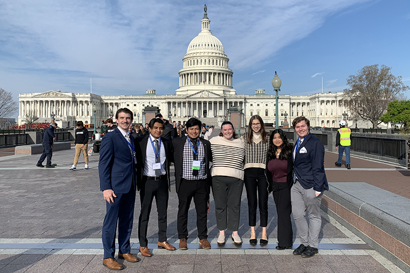 Some of the Washington College students at the Capitol for Spring Lobby Weekend.