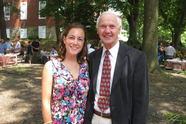 Dan Premo with Brittny Parsells-Johnson '10, the first winner of the prize named in his honor