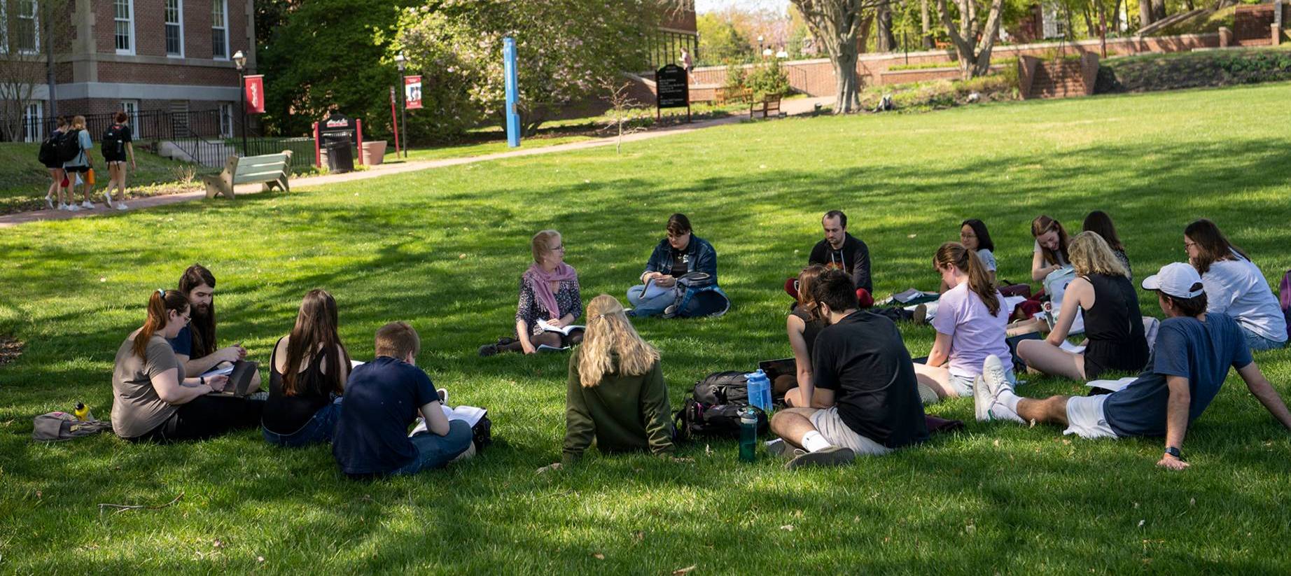 students having class outside