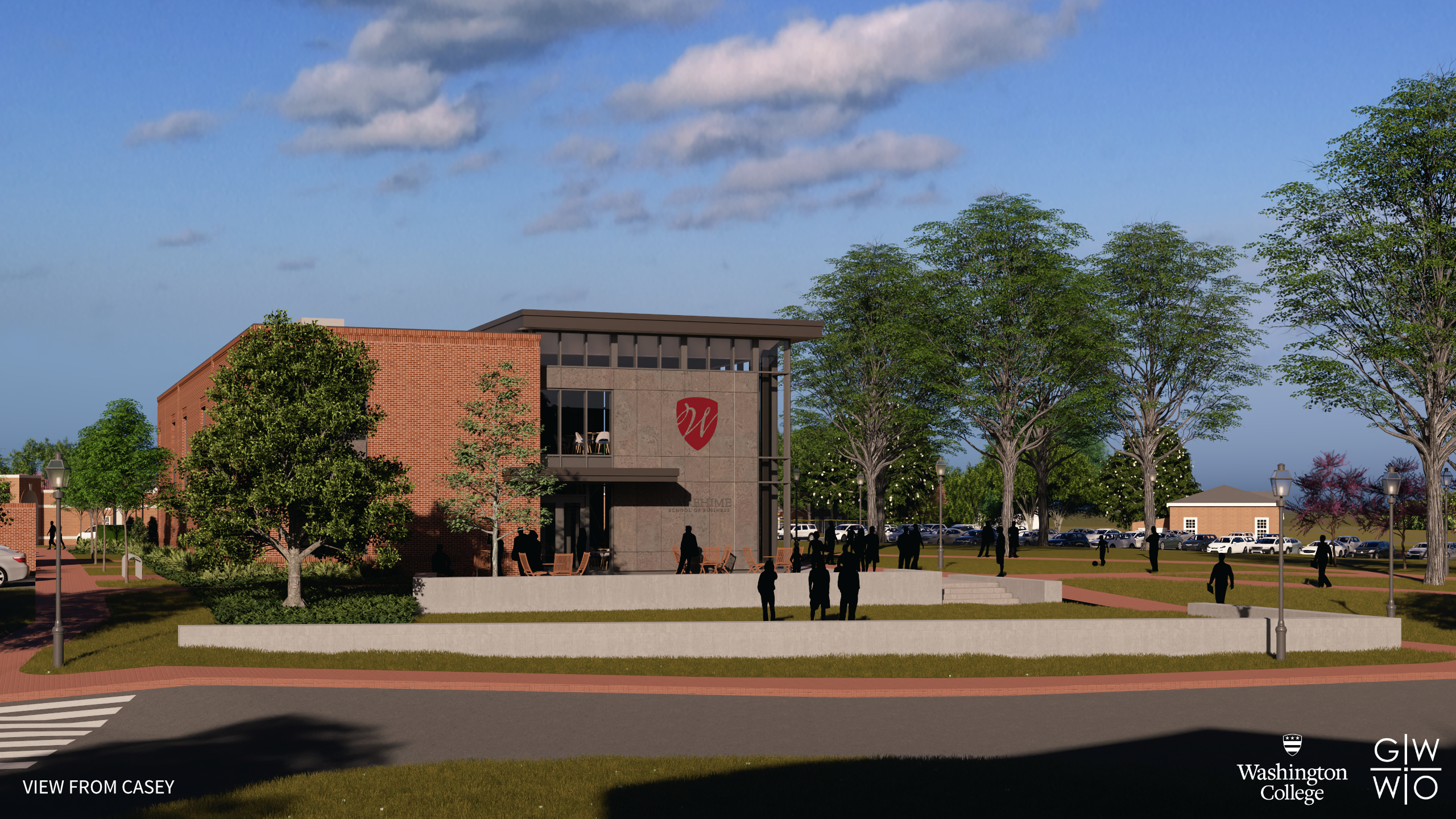 rendering of new Warehime School of Business as it will appear approaching from Casey Academic Center