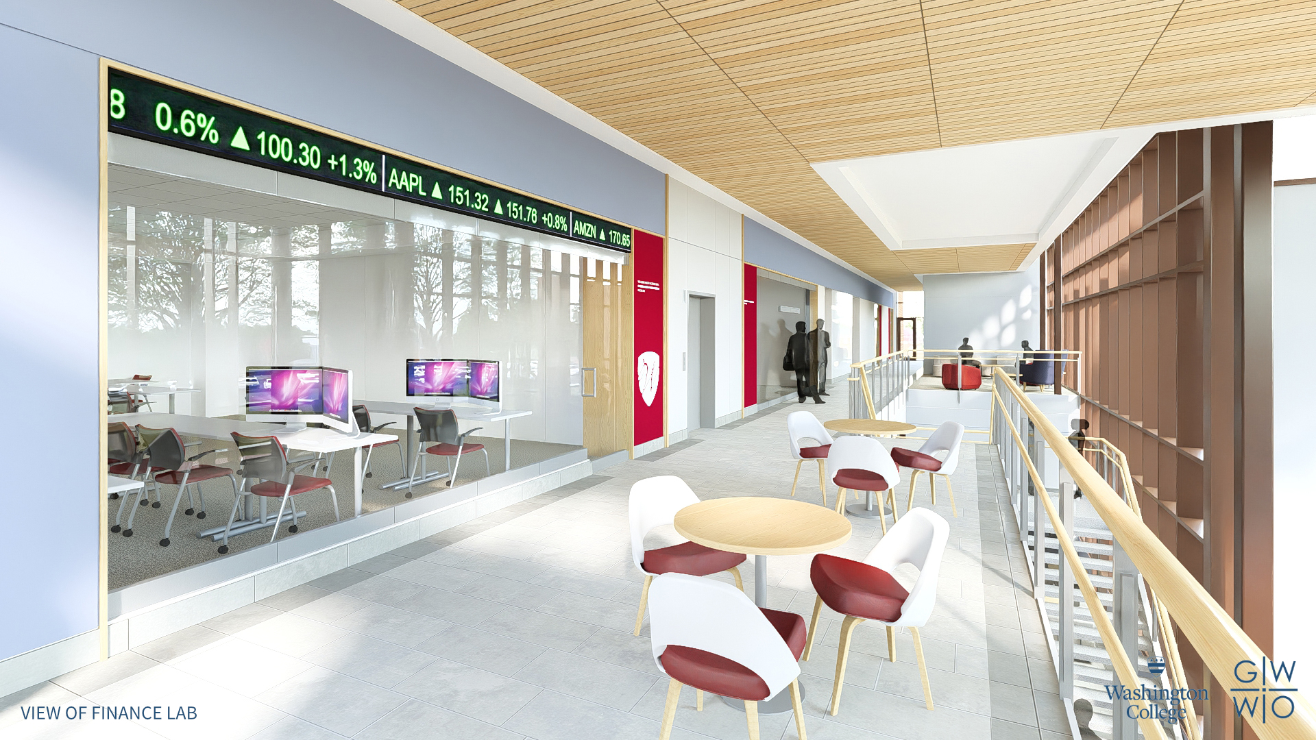 rendering of new finance lab inside Warehime School building