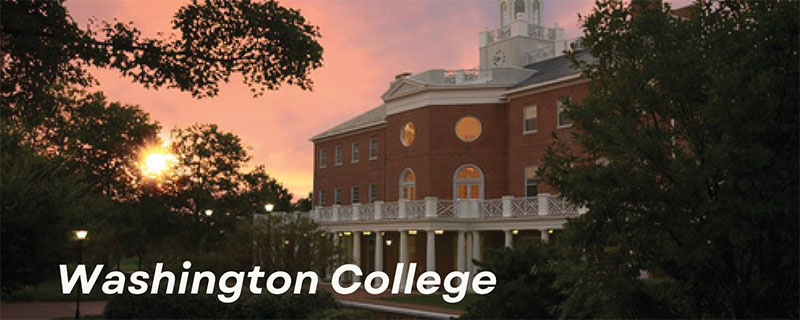 Campus building with text Washington College
