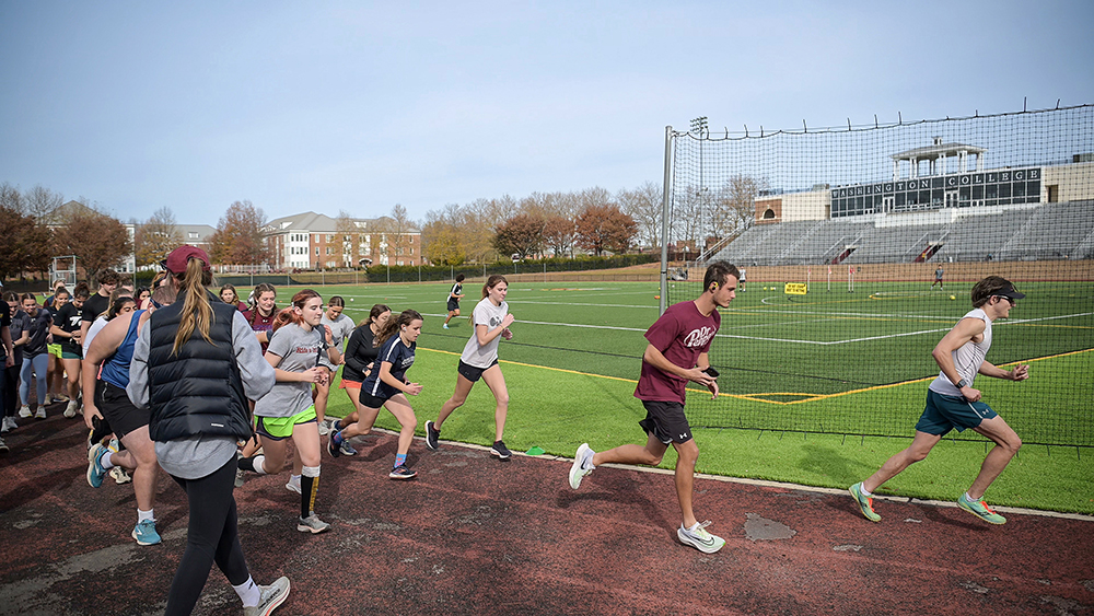 students running on the track