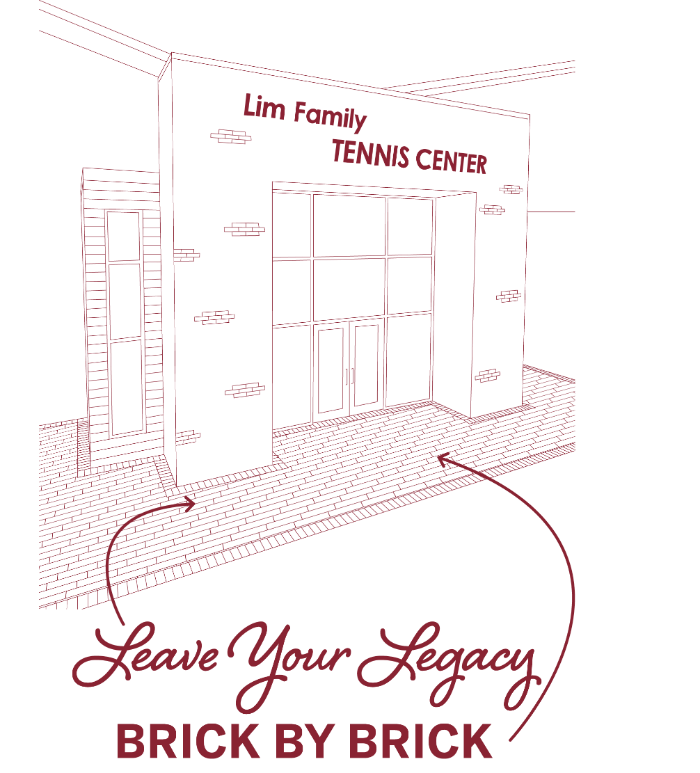 lim family tennis center graphic with bricks