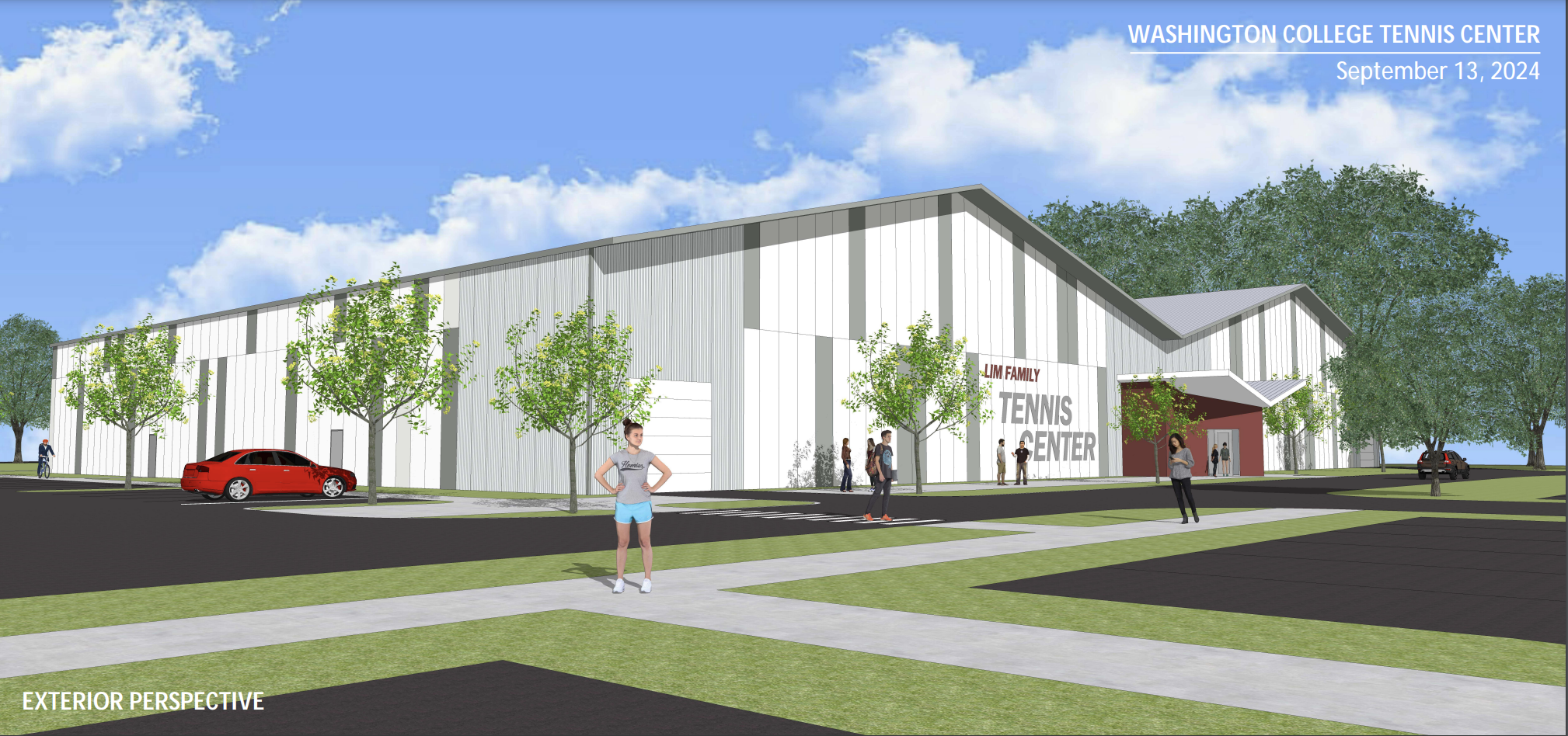 Mockup of tennis facility exterior 