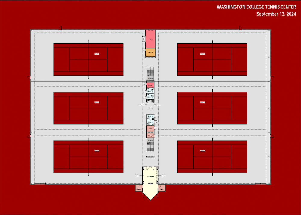 Mockup of interior of tennis facilty - walkway