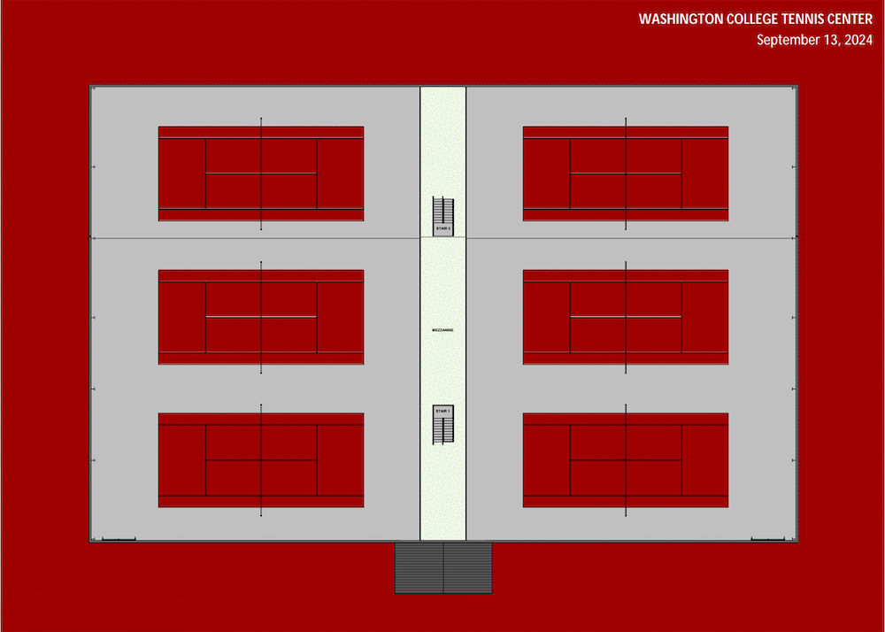 Mockup of interior of tennis facilty - walkway