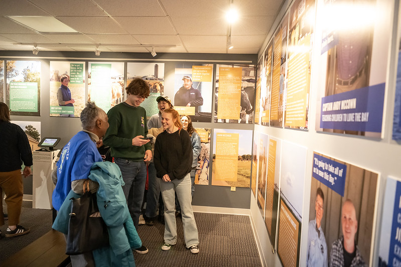 Students and staff at MuSE exhibit