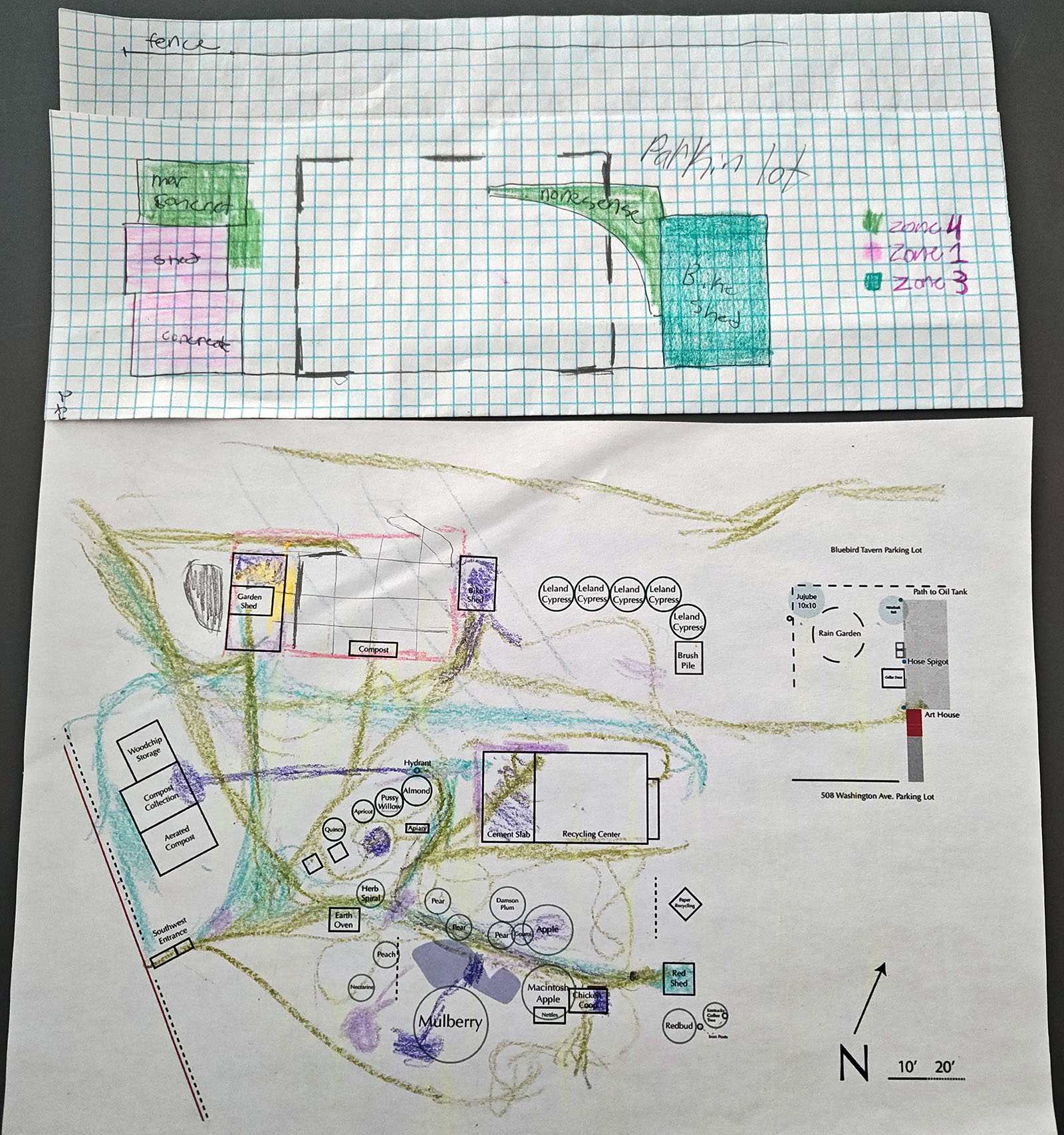 Sketch and plans of poetry garden