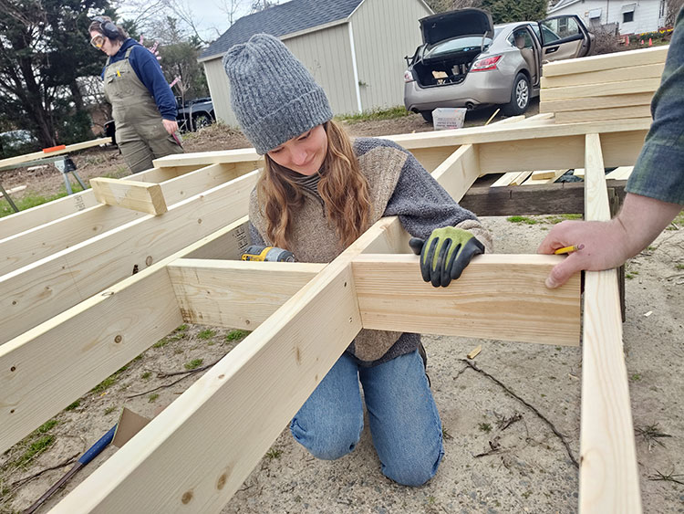 Students building frame