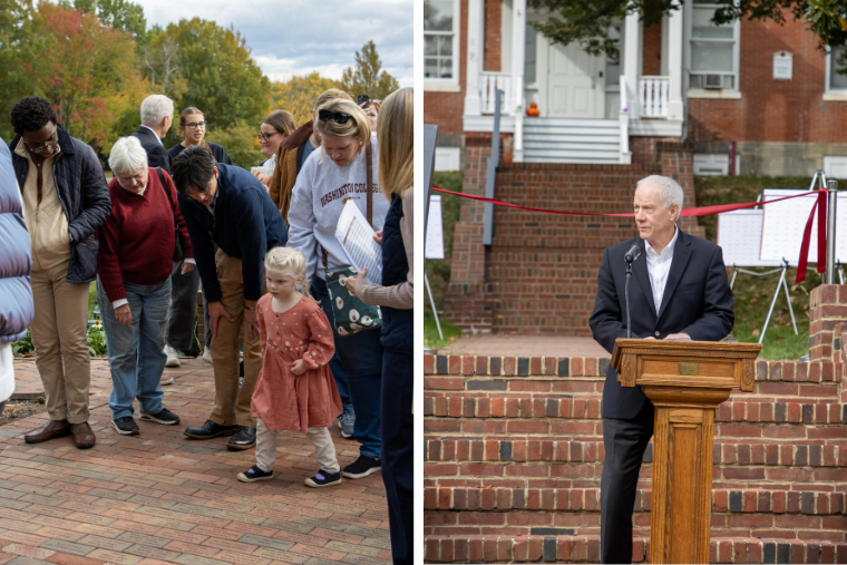 Brick dedication ceremony with Interim President Bryan Matthews at Washington College's 2025 Homecoming Weekend. 