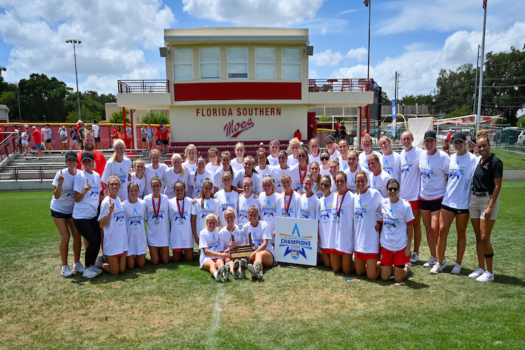 Kelly Gallagher and Tampa Spartan Women's Lacrosse Team after NCAA DII Championship win