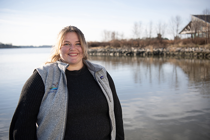 portrait of Maegan White with the Chester River in the background