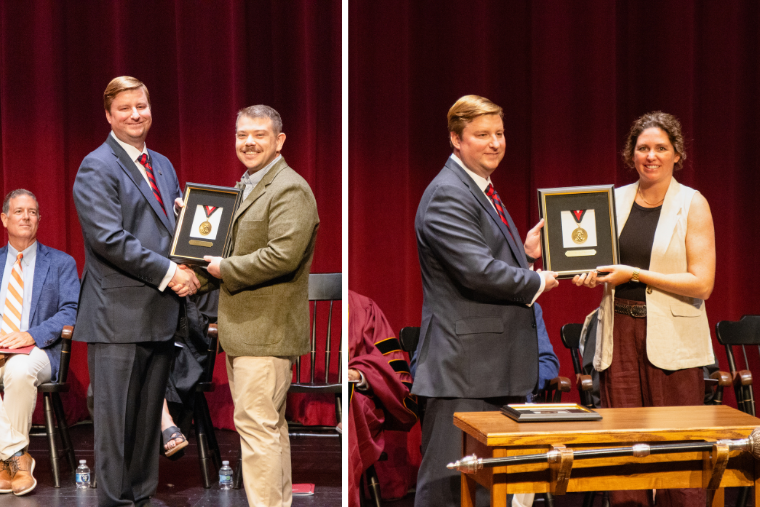 Alumni receive awards at Washington College's Fall 2025 Convocation. 