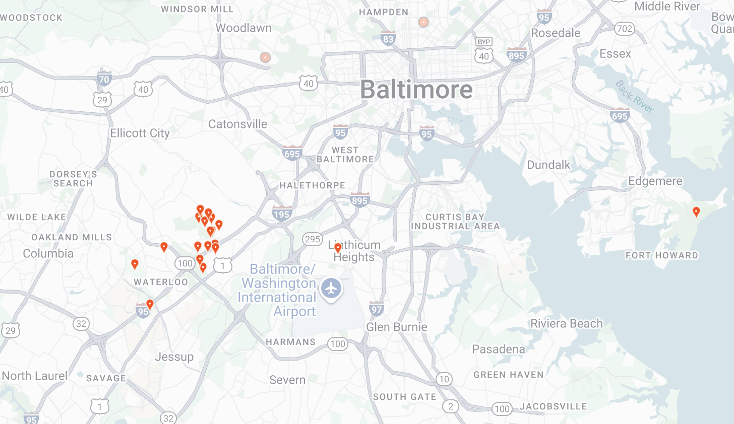 Joro Spiders in Baltimore area via iNaturalist sightings. 