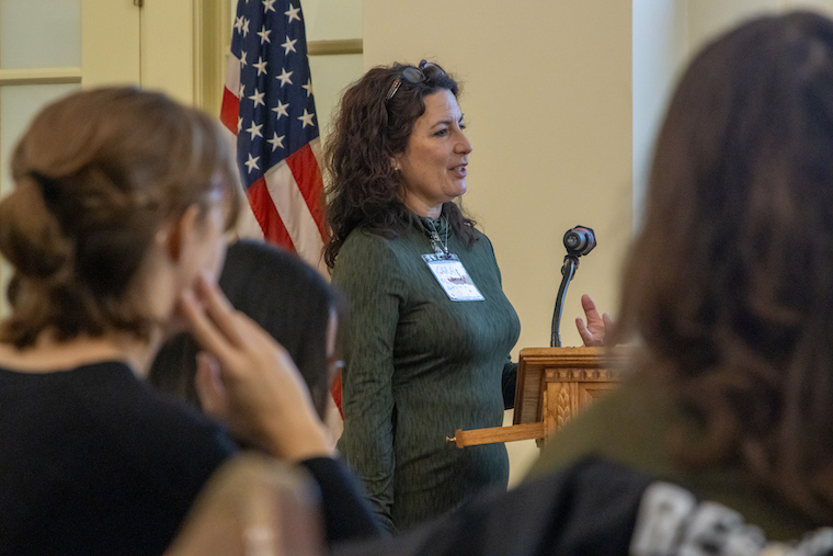 Author and speaker Lara Schwartz led students in discussions during the PEN America Student Colloquium.