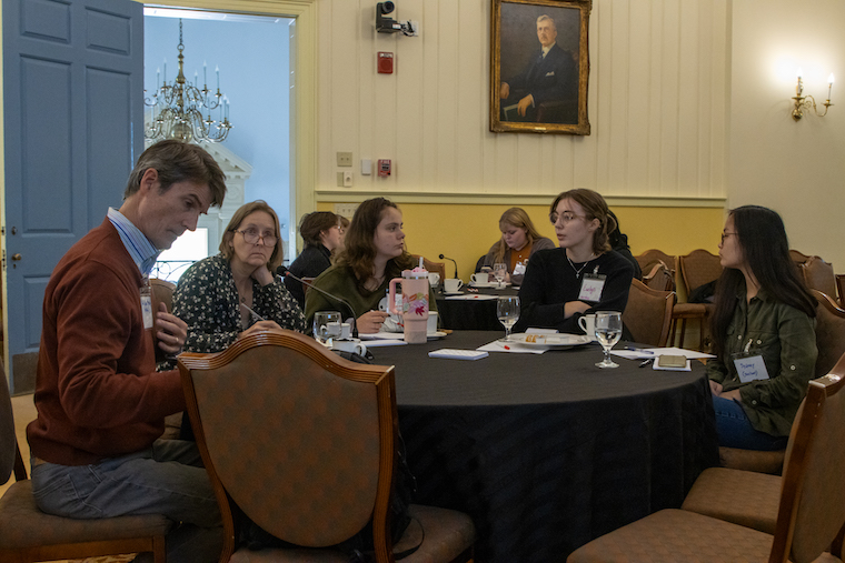 Students particpate alongside Dr. Sean Meehan at the PEN America Student Colloquium at Washington College. 