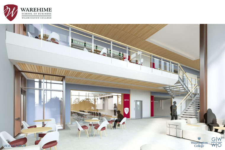 Inside the Warehime School of Business at Washington College. 