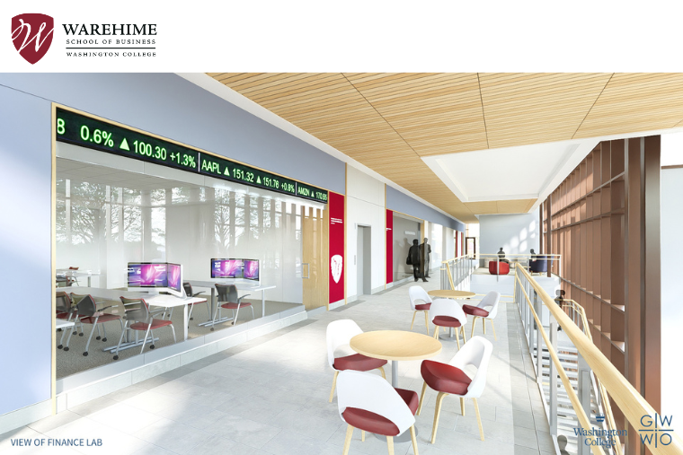 Inside the Warehime School of Business at Washington College. 