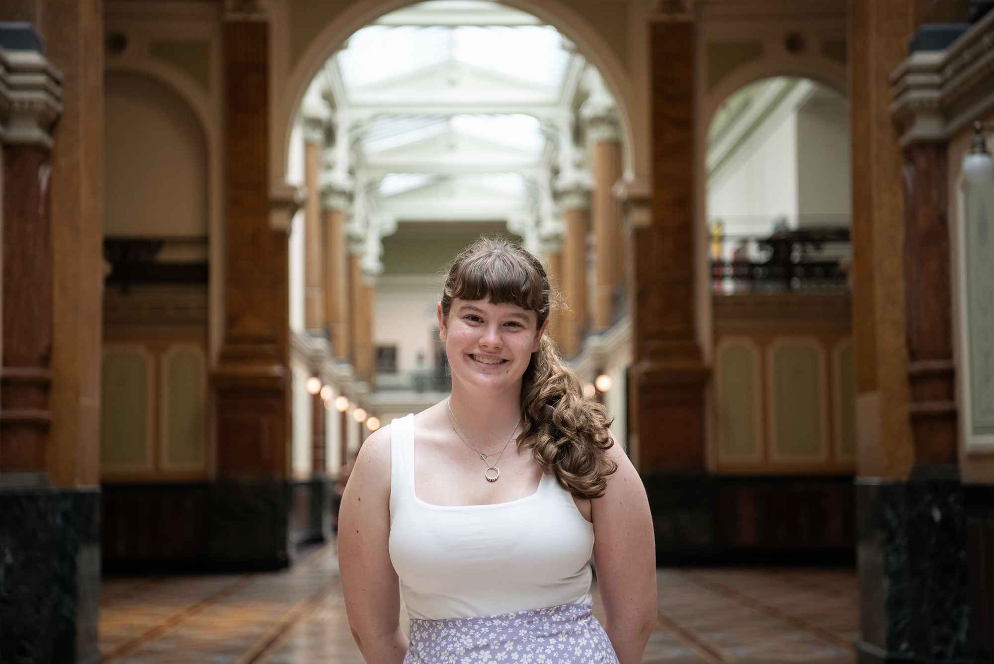 student in a museum