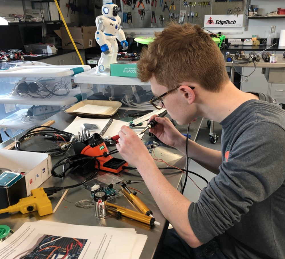 student working in lab