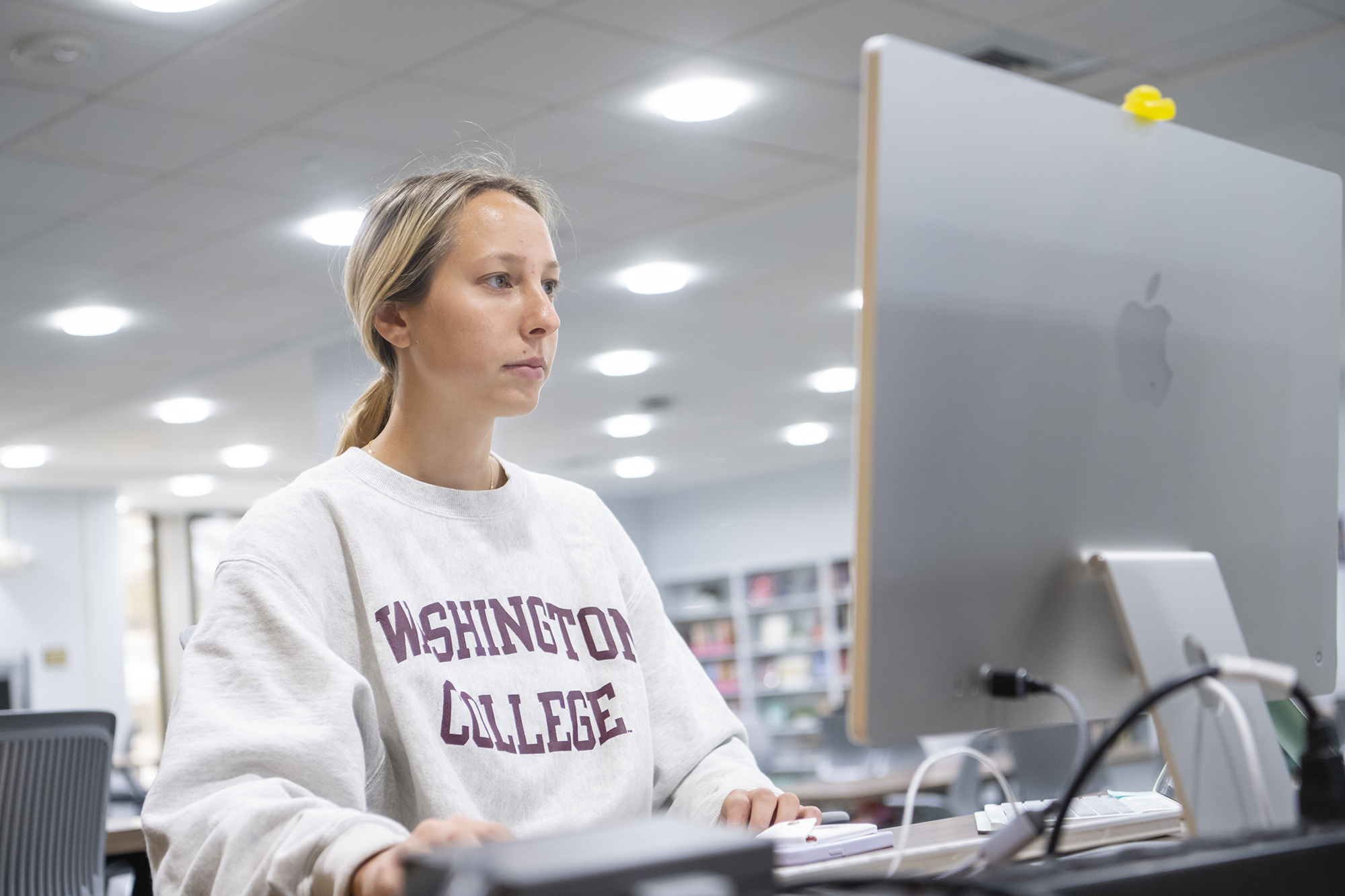 student doing research