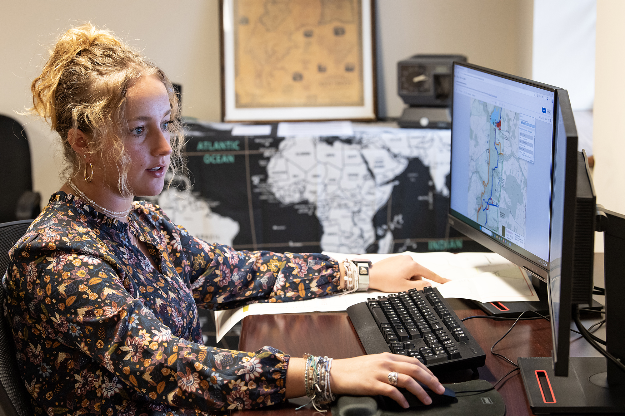 student using geospatial information systems