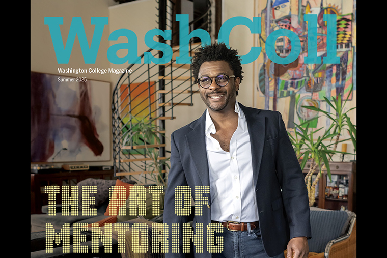 Kentavius Jones on the cover of the summer 2025 issue of Washington College Magazine, with the text 