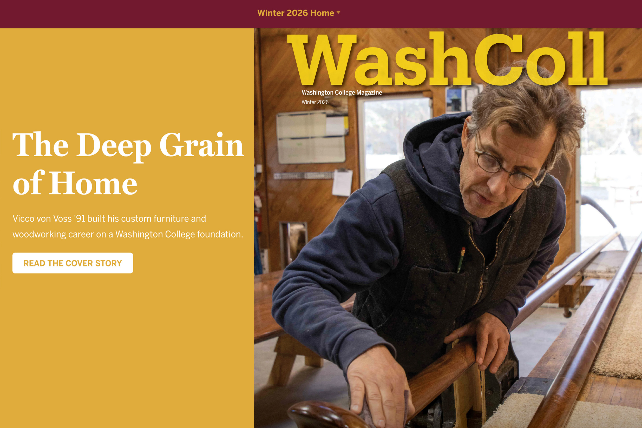 Cover of digital Winter 2026 issue of Washington College Magazine