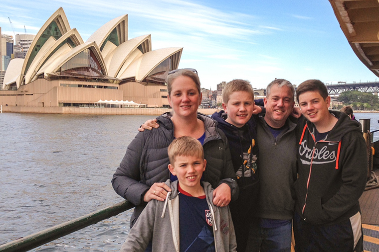 The Murray family with the Sydney Opera House in the background