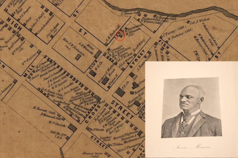 Isaac Mason escape site map and photo from autobiography. 