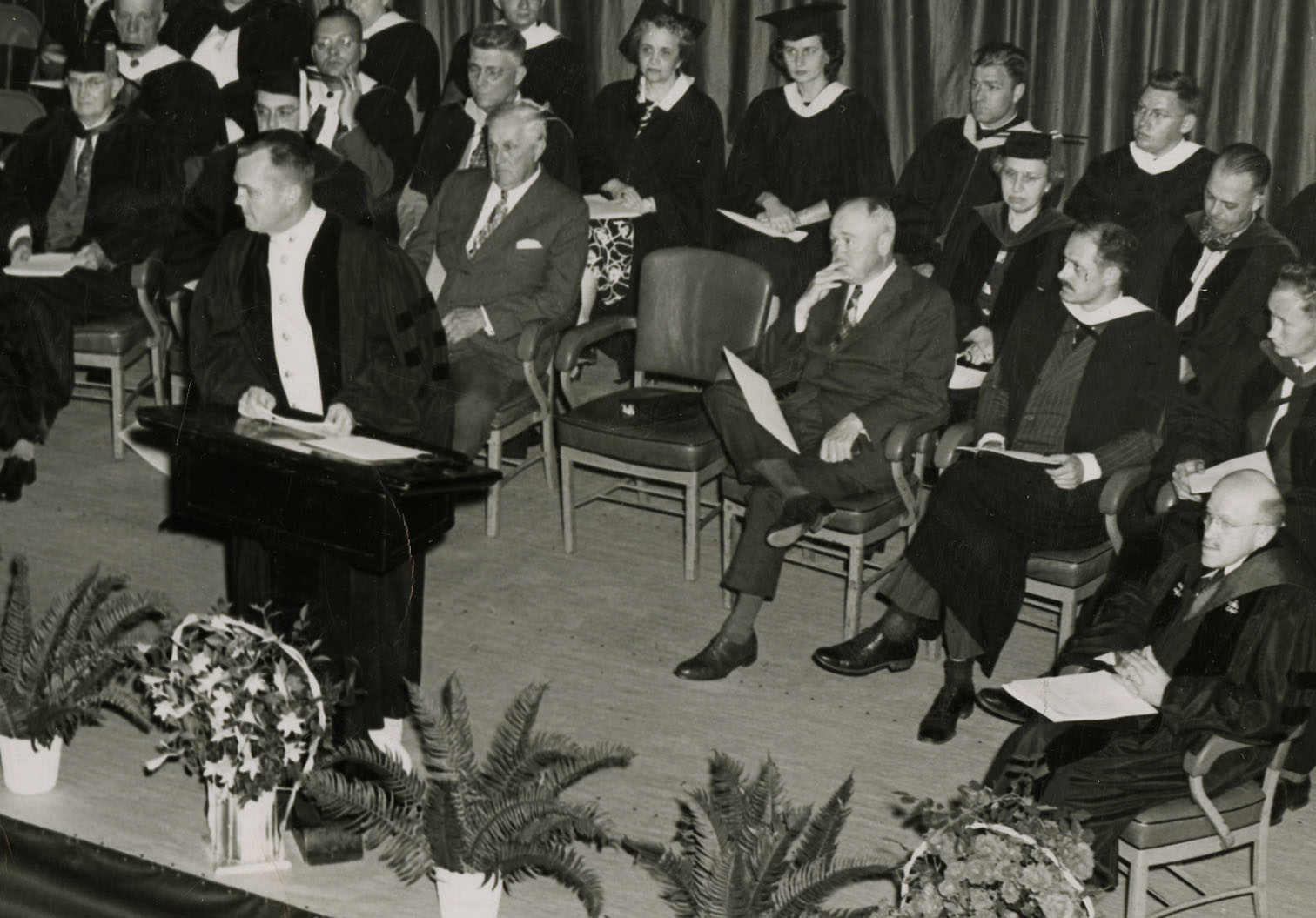 William J. Wallace delivering speech