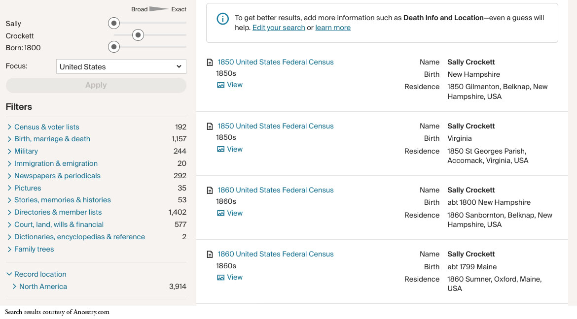 Ancestry search