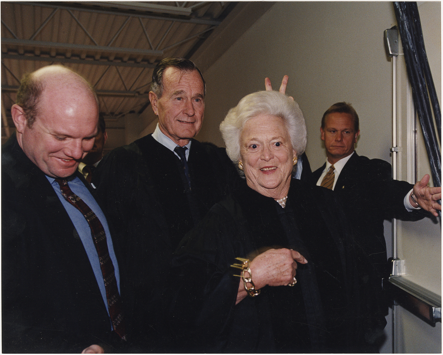 George and Barbara Bush, a moment of frivolity