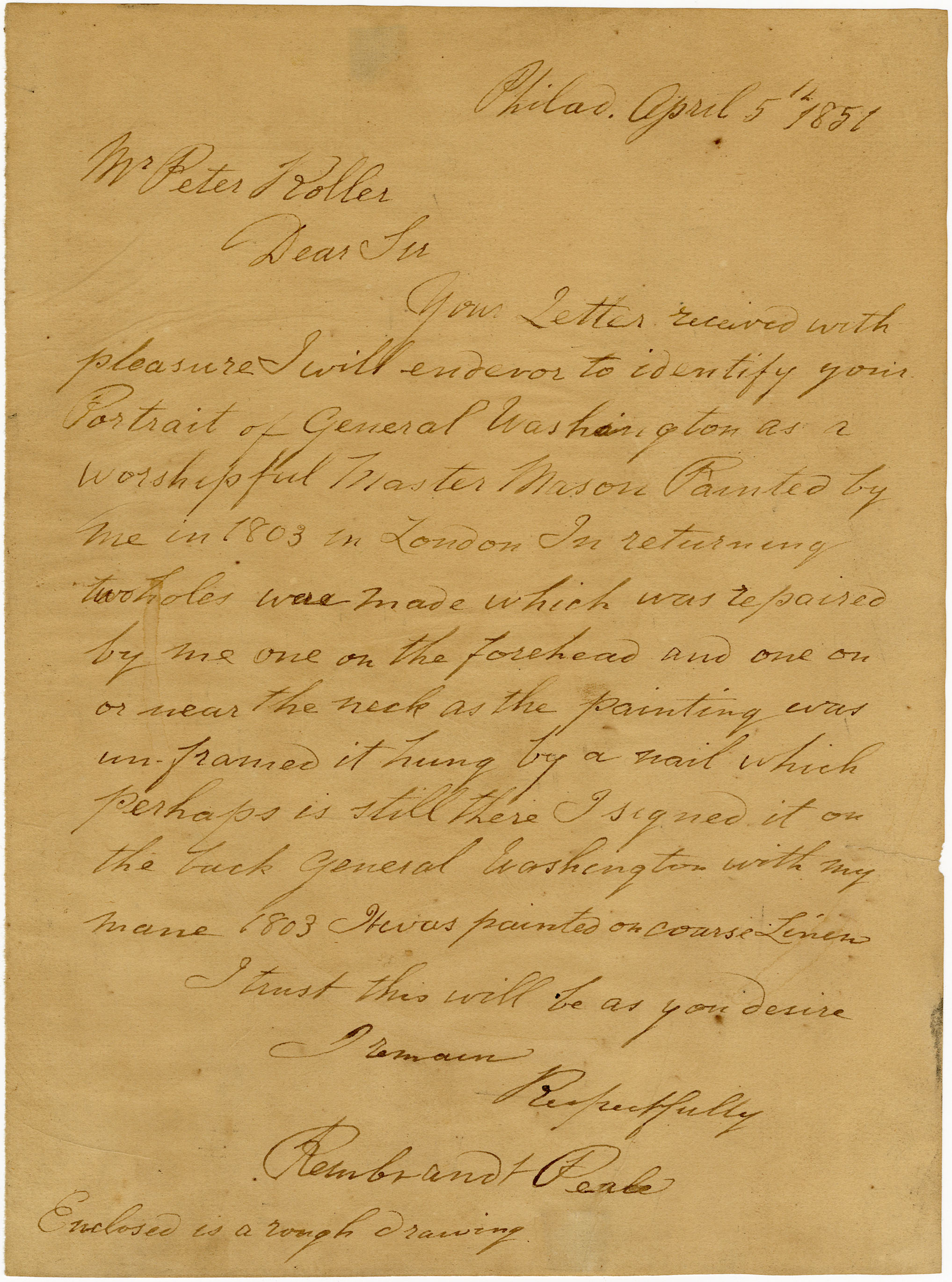Rembrandt Peale letter