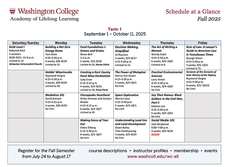 Schedule at a Glance