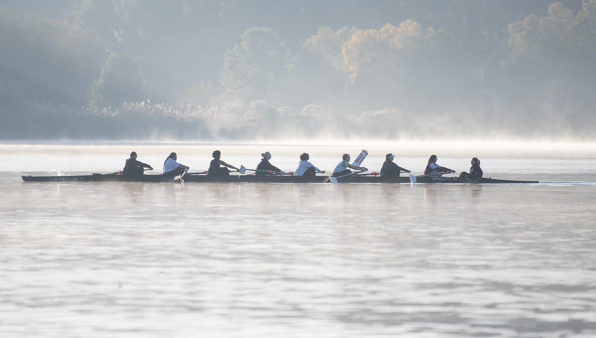 Students rowing